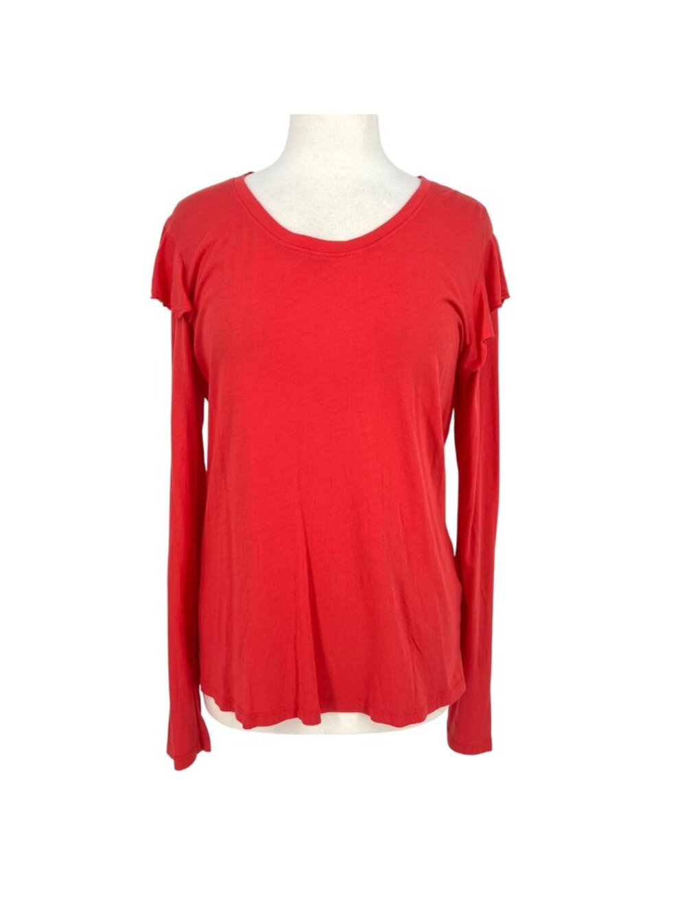 Sundry Coral Ruffle Shoulder Long Sleeve T-Shirt Size Large 3